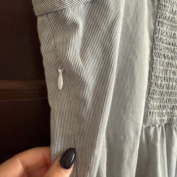 EVERLANE The Cotton Weave Picnic Tank Dress Striped Blue White | Size 10 - Picture 6 of 7